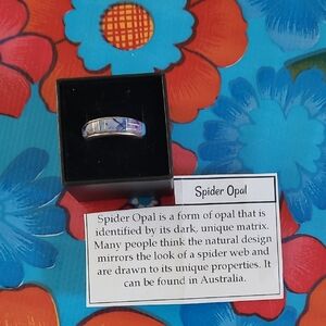 Spider Opal Inlay Women’s Ring - Purple and Blue